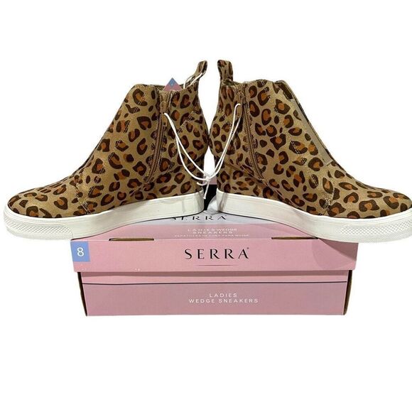 Serra Womens Leopard Wedge Heel High-Top Sneakers Size 8 - Picture 5 of 11